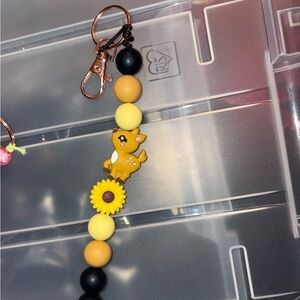 Cute Deer  Sunflower silicone beaded bag charm